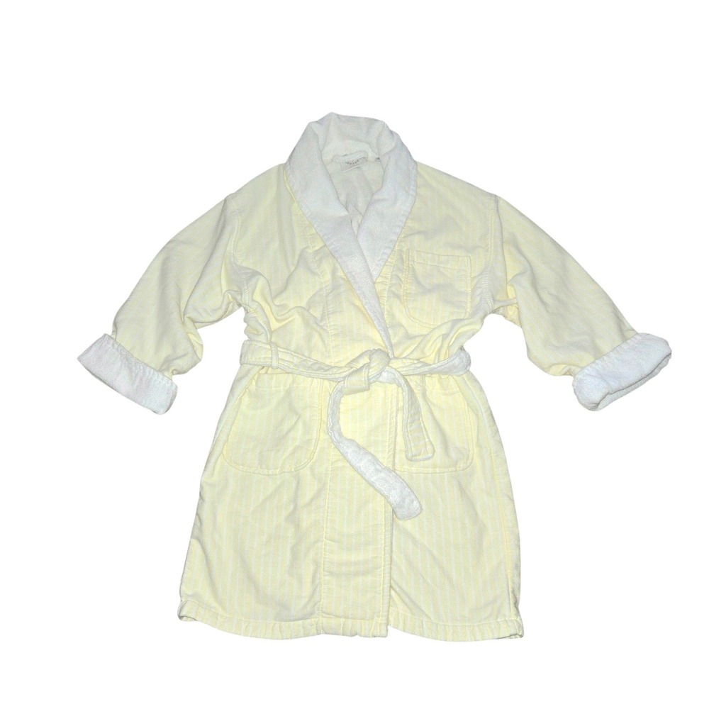 Aegean Apparel Yellow Striped Cotton‎ Terry Cloth Bath Robe One Size Fits All